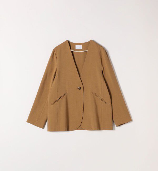 SHIPS any「SHIPS any:〈洗濯機可能〉ウーステッド Vネック ノーカラー ジャケット」|ノーカラージャケット|