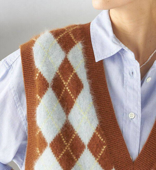 SHIPS for women「〈手洗い可能〉ディープ Vネック アーガイル ベスト」|ベスト・ジレ|