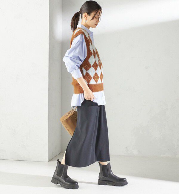 SHIPS for women「〈手洗い可能〉ディープ Vネック アーガイル ベスト」|ベスト・ジレ|