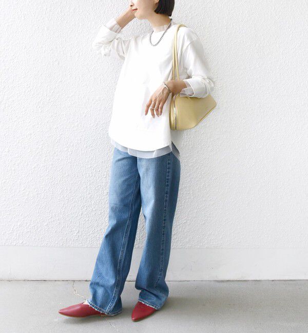 SHIPS for women「【WEB限定】チュール コンビ ラウンド カットソー」|Tシャツ・カットソー|