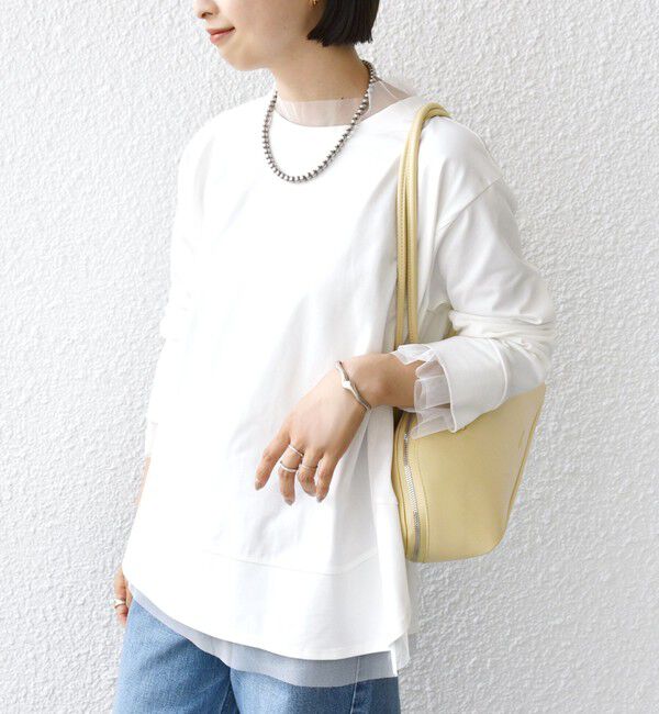 SHIPS for women「【WEB限定】チュール コンビ ラウンド カットソー」|Tシャツ・カットソー|