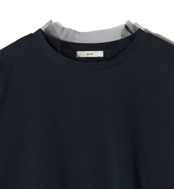 SHIPS for women「【WEB限定】チュール コンビ ラウンド カットソー」|Tシャツ・カットソー|