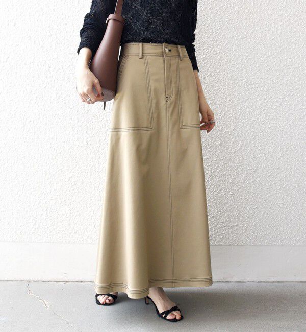 SHIPS any「SHIPS any:〈洗濯機可能〉チノ ステッチ フレア ロング スカート」|フレア|