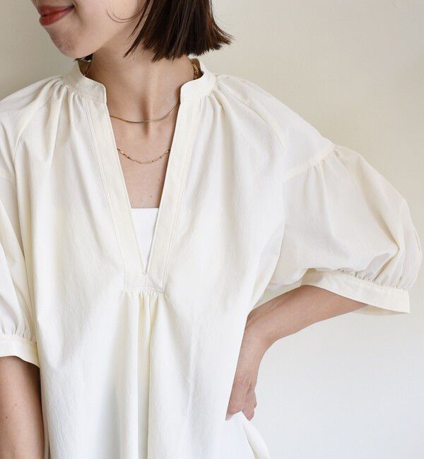 SHIPS for women「〈手洗い可能〉RENU ソフト タイプライター スキッパー 5分袖 ブラウス」|シャツ・ブラウス|