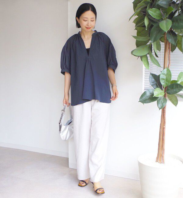 SHIPS for women「〈手洗い可能〉RENU ソフト タイプライター スキッパー 5分袖 ブラウス」|シャツ・ブラウス|