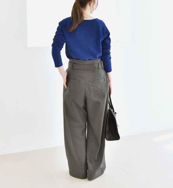 quaranciel「《一部追加予約》quaranciel:〈洗濯機可能〉ハンサム ハイウエスト ベルト ワイド パンツ」|その他|