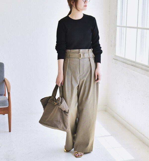 quaranciel「《一部追加予約》quaranciel:〈洗濯機可能〉ハンサム ハイウエスト ベルト ワイド パンツ」|その他|