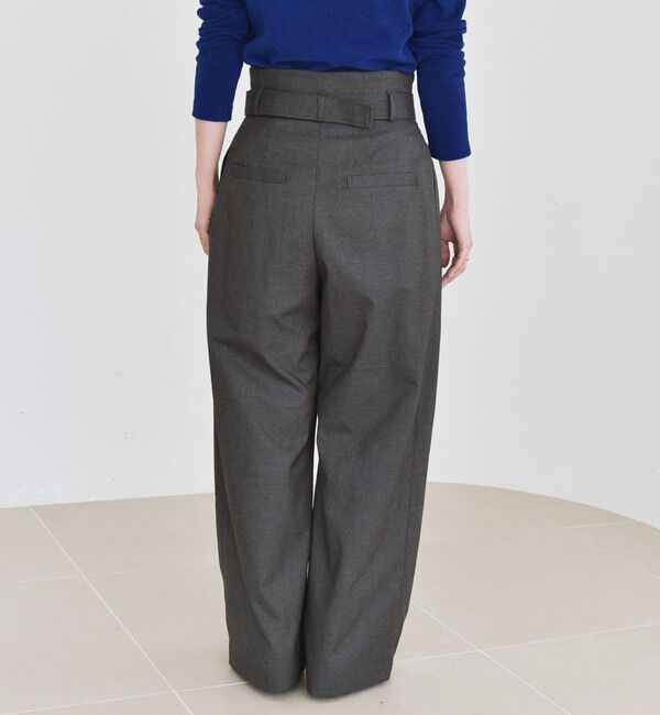 quaranciel「《一部追加予約》quaranciel:〈洗濯機可能〉ハンサム ハイウエスト ベルト ワイド パンツ」|その他|