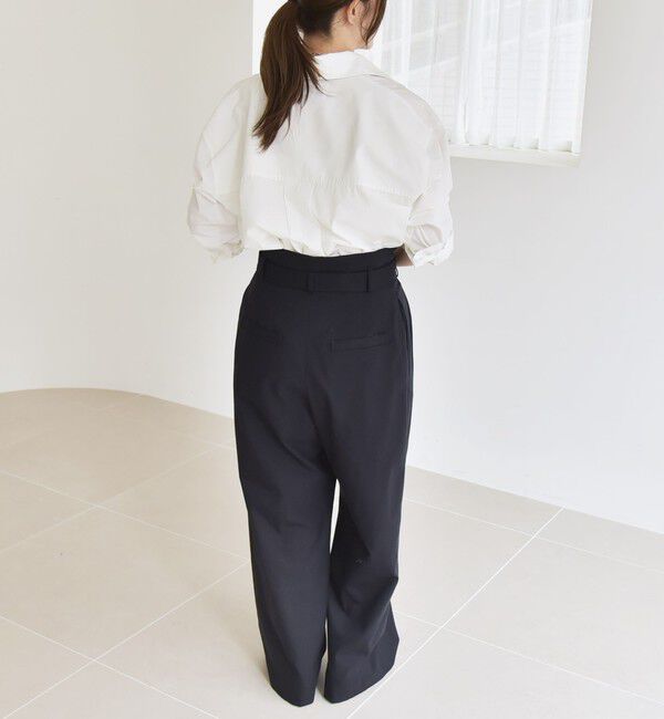 quaranciel「《一部追加予約》quaranciel:〈洗濯機可能〉ハンサム ハイウエスト ベルト ワイド パンツ」|その他|