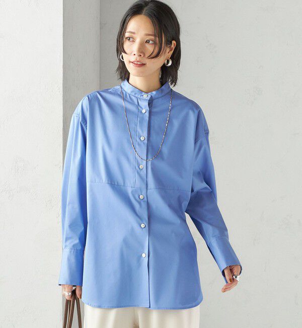 SHIPS for women「〈手洗い可能〉ソリッド フロント ヨーク スタンドカラー シャツ」|シャツ・ブラウス|