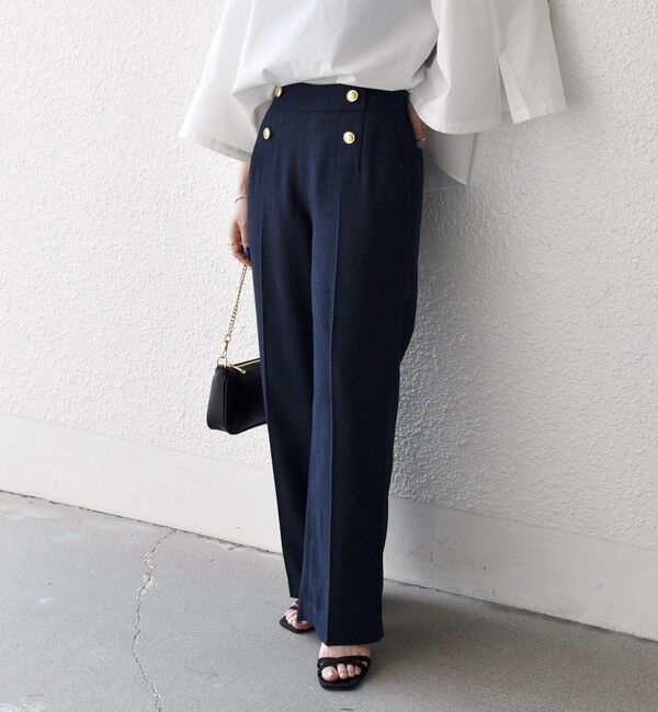 SHIPS any「SHIPS any:〈洗濯機可能〉ツイード ライク マリン パンツ［NAVY BLUE］」|スラックス|