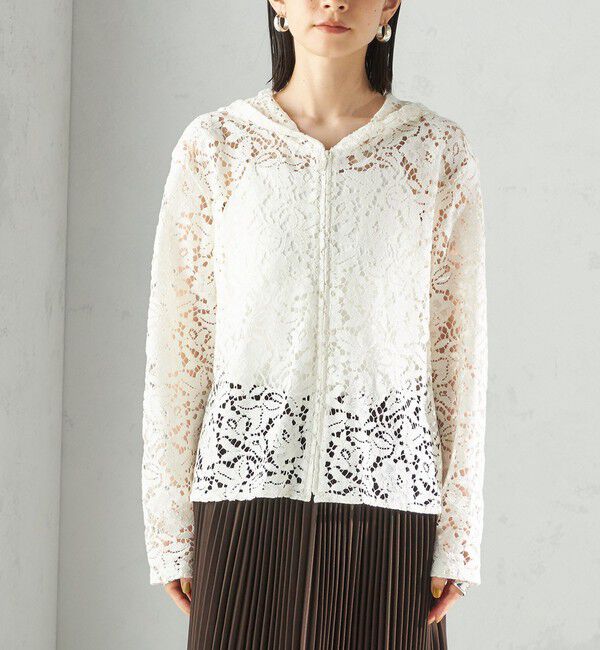 SHIPS for women「〈手洗い可能〉レース ジップアップ パーカ」|パーカー|