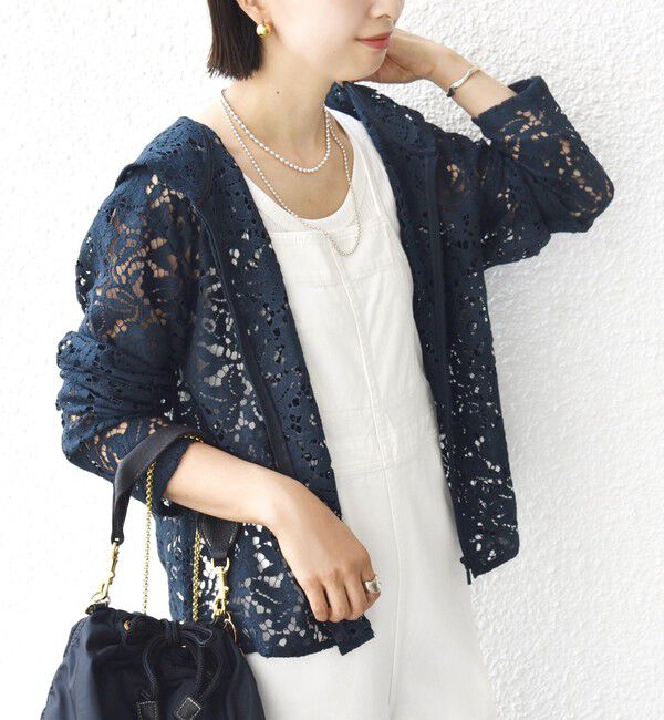 SHIPS for women「〈手洗い可能〉レース ジップアップ パーカ」|パーカー|