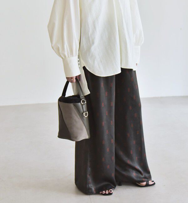 quaranciel「quaranciel:〈手洗い可能〉モノグラム ドット リラックス ワイド パンツ」|その他|チャコールグレー