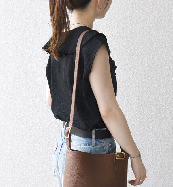 SHIPS any「SHIPS any:〈洗濯機可能〉シアー ジャージー ラッフル フレンチ カット ブラウス」|シャツ・ブラウス|