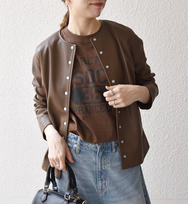 SHIPS any「SHIPS any: コンパクト ドット スナップ カーディガン ジャケット」|ノーカラージャケット|