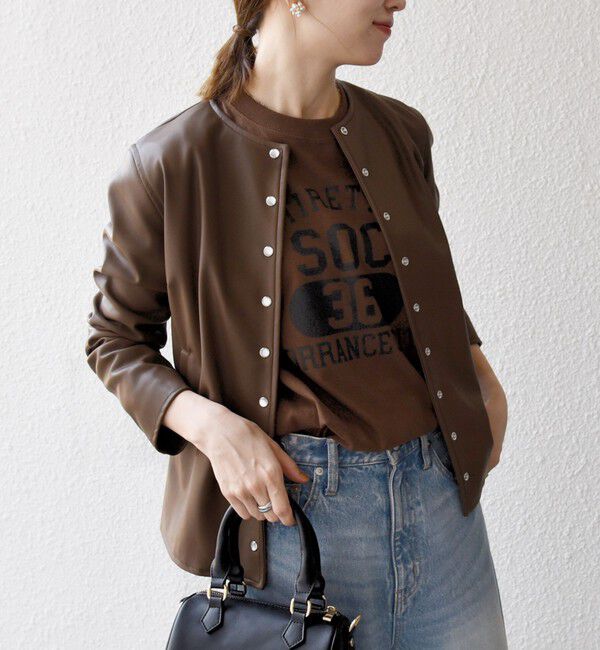 SHIPS any「SHIPS any: コンパクト ドット スナップ カーディガン ジャケット」|ノーカラージャケット|