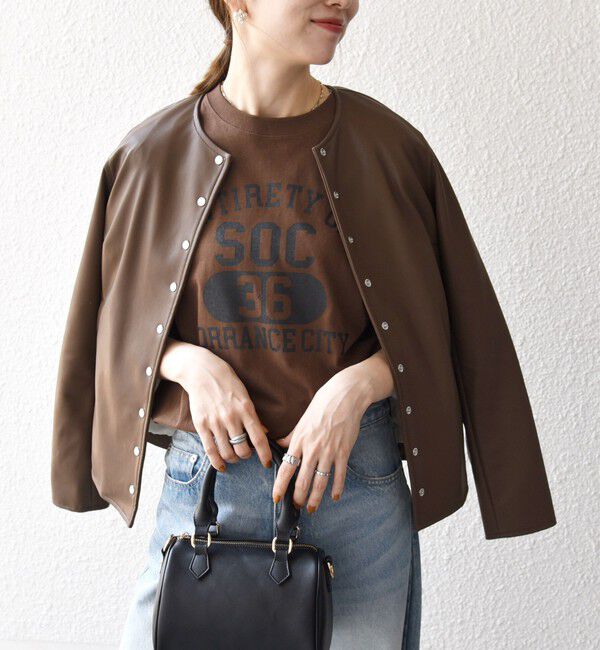 SHIPS any「SHIPS any: コンパクト ドット スナップ カーディガン ジャケット」|ノーカラージャケット|