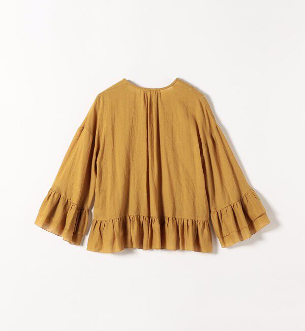 SHIPS any「SHIPS any:〈洗濯機可能〉コットン モス ラッフル フリル キーネック ブラウス」|シャツ・ブラウス|