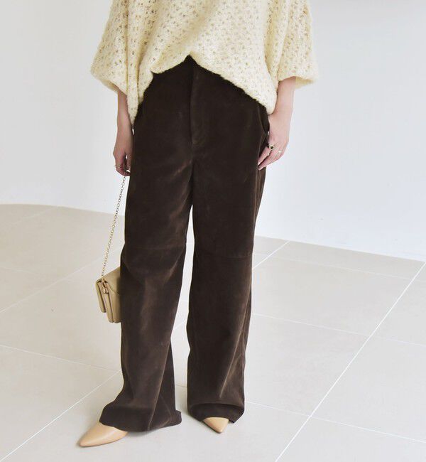 quaranciel「quaranciel:〈洗濯機可能〉ポリエステル スエード ワイド パンツ」|その他|