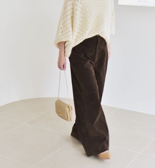 quaranciel「quaranciel:〈洗濯機可能〉ポリエステル スエード ワイド パンツ」|その他|