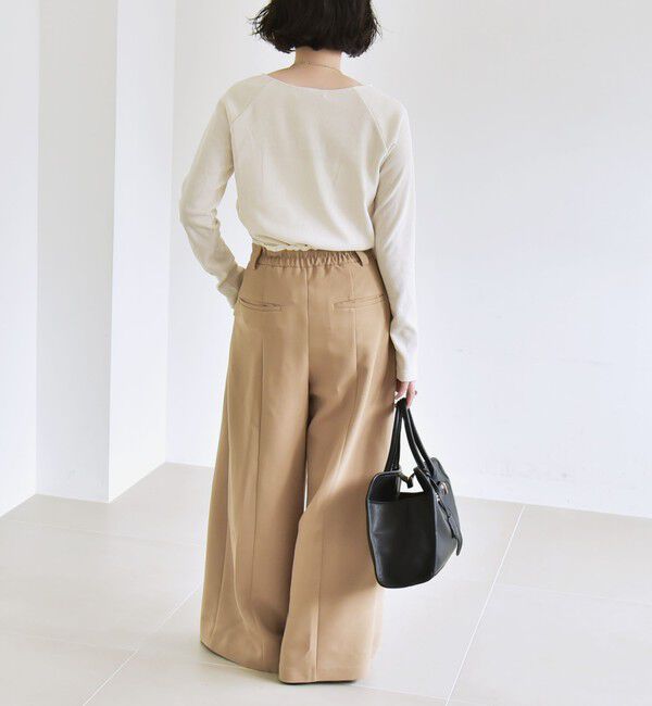 quaranciel「quaranciel:〈洗濯機可能〉ダブルクロス ウエスト ライン タック ワイド パンツ」|その他|