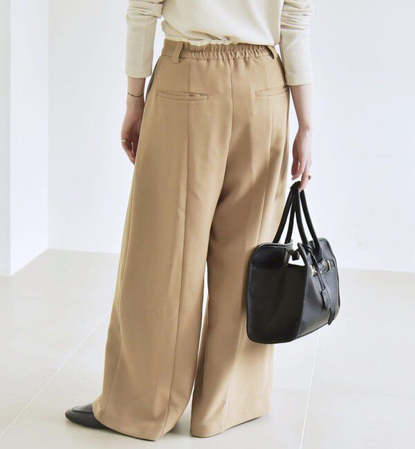 quaranciel「quaranciel:〈洗濯機可能〉ダブルクロス ウエスト ライン タック ワイド パンツ」|その他|