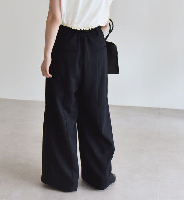 quaranciel「quaranciel:〈洗濯機可能〉ダブルクロス ウエスト ライン タック ワイド パンツ」|その他|