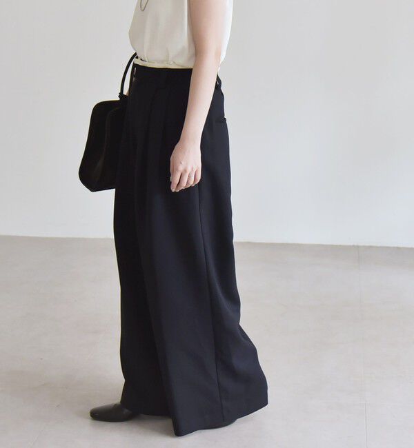 quaranciel「quaranciel:〈洗濯機可能〉ダブルクロス ウエスト ライン タック ワイド パンツ」|その他|