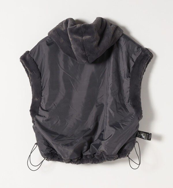 quaranciel「quaranciel: フーディー フェイクファー ドロスト ジップ ショート ベスト」|ダウンベスト・ベスト|