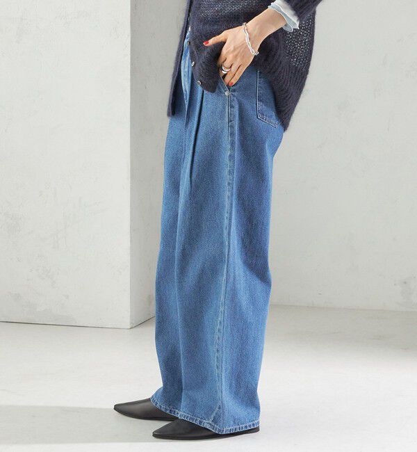 SHIPS for women「〈洗濯機可能〉2タック カーブ デニム パンツ」|デニム|