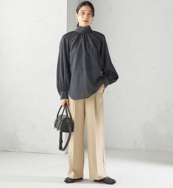 SHIPS for women「〈手洗い可能〉ウール混 シアー ボイル リボン ブラウス」|シャツ・ブラウス|