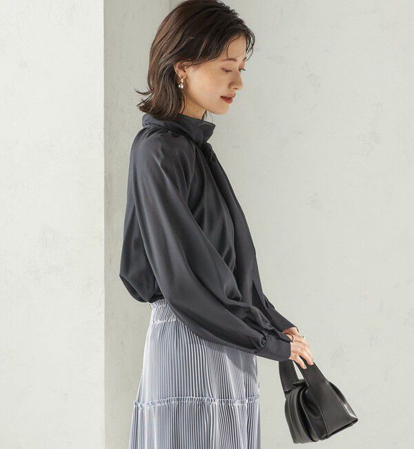 SHIPS for women「〈手洗い可能〉ウール混 シアー ボイル リボン ブラウス」|シャツ・ブラウス|