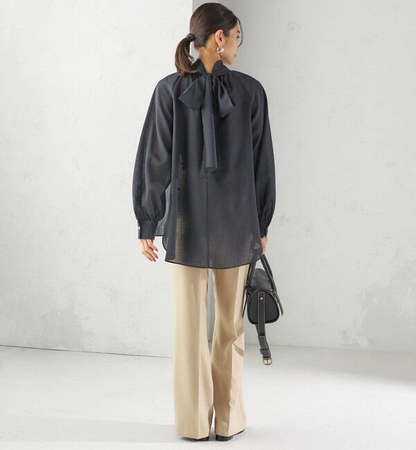 SHIPS for women「〈手洗い可能〉ウール混 シアー ボイル リボン ブラウス」|シャツ・ブラウス|