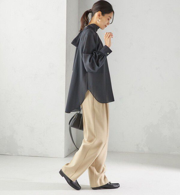 SHIPS for women「〈手洗い可能〉ウール混 シアー ボイル リボン ブラウス」|シャツ・ブラウス|