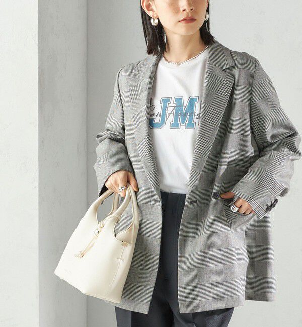 SHIPS for women「〈手洗い可能〉ウォッシャブル ウール チェック ダブル ジャケット」|テーラードジャケット|グレー系