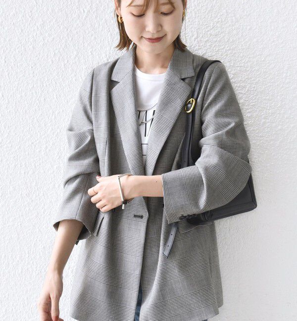 SHIPS for women「〈手洗い可能〉ウォッシャブル ウール チェック ダブル ジャケット」|テーラードジャケット|