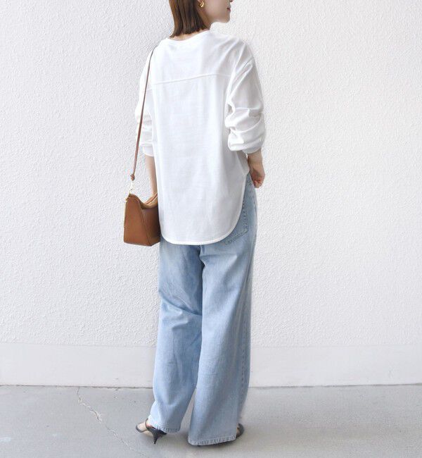 SHIPS for women「コットン 天竺 ラウンド ヘム 袖 リブ カットソー」|Tシャツ・カットソー|