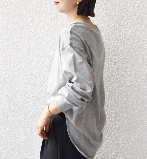 SHIPS for women「コットン 天竺 ラウンド ヘム 袖 リブ カットソー」|Tシャツ・カットソー|