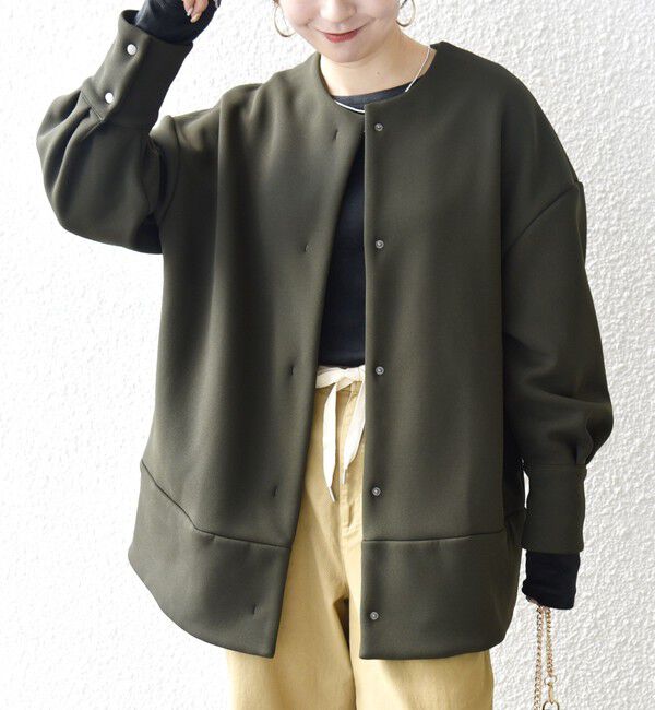 SHIPS any「【WEB限定】SHIPS any:〈洗濯機可能〉ダンボール コクーン ノーカラー コート」|ノーカラージャケット|