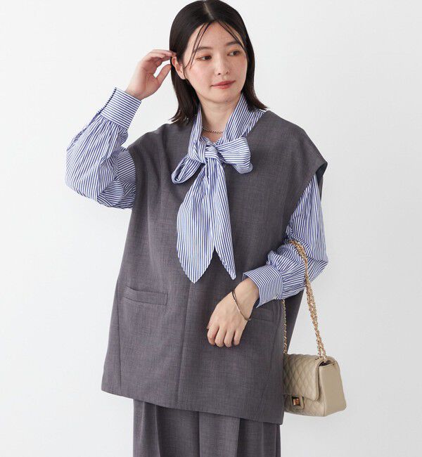 SHIPS Colors 「SHIPS Colors:〈手洗い可能〉ウーステッドライク Vネック ベスト(セットアップ対応可能)」|ベスト・ジレ|