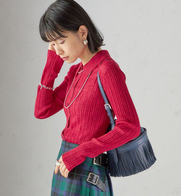 SHIPS for women「〈手洗い可能〉ランダム リブ ポロ ニット カーディガン」|カーディガン|