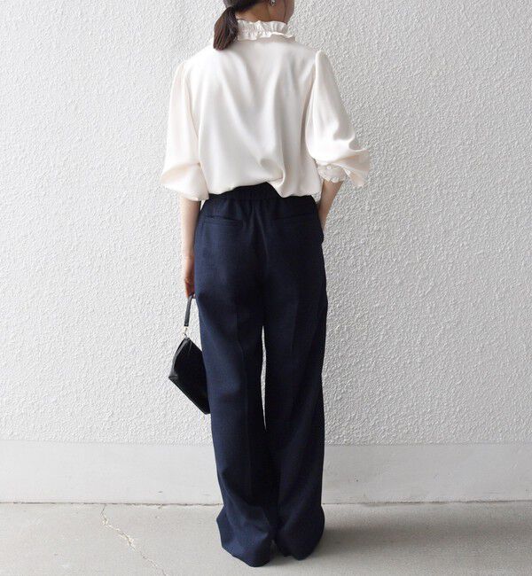 SHIPS any「《追加予約》SHIPS any:〈洗濯機可能〉サテン フリル カラー リボン シャツ ブラウス」|シャツ・ブラウス|