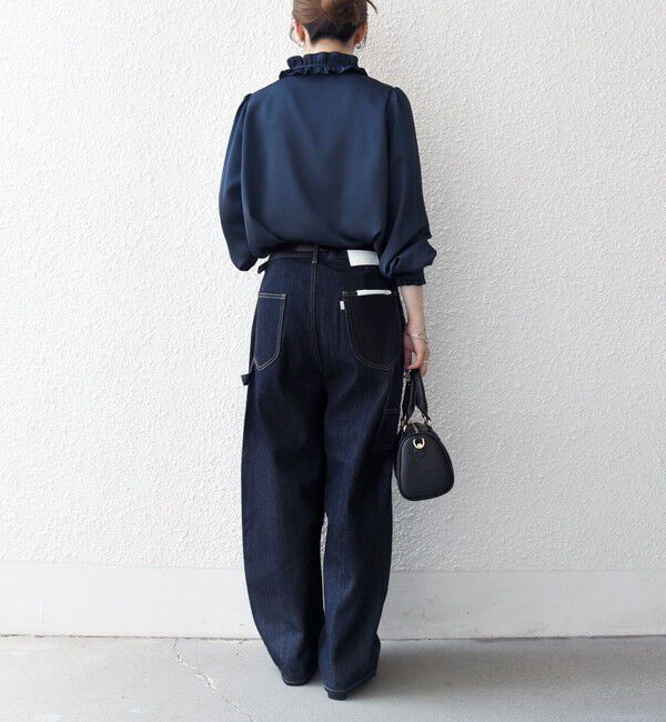 SHIPS any「《追加予約》SHIPS any:〈洗濯機可能〉サテン フリル カラー リボン シャツ ブラウス」|シャツ・ブラウス|