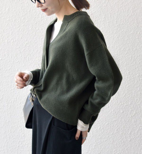 SHIPS any「SHIPS any:〈手洗い可能〉AQUA カシミヤ ミックス スキッパー カーディガン」|カーディガン|