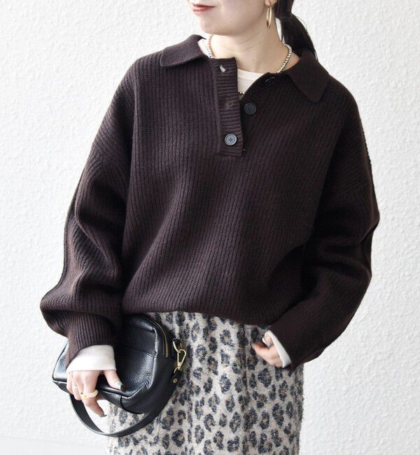 SHIPS any「SHIPS any:〈手洗い可能〉AQUA カシミヤ ミックス ポロ ニット」|ニット・セーター|