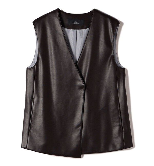 SHIPS for women「SHIPS Primary Navy Label:〈手洗い可能〉合皮 ジレ」|ベスト・ジレ|ブラウン