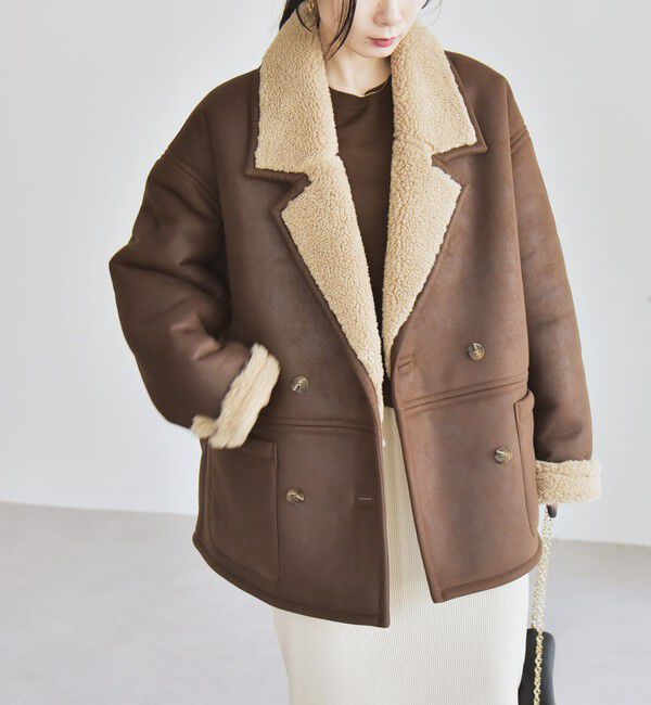 quaranciel「quaranciel: ムートンライク ボア ボンディング ジャケット コート」|その他|