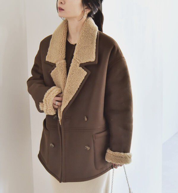 quaranciel「quaranciel: ムートンライク ボア ボンディング ジャケット コート」|その他|