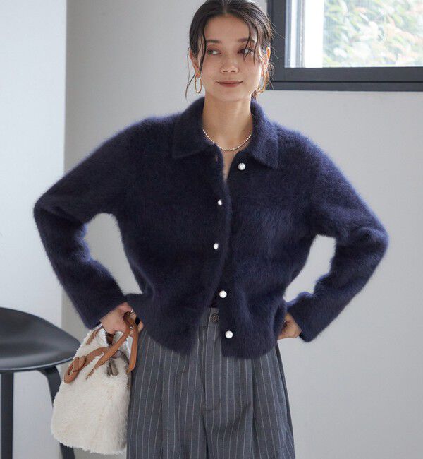 SHIPS for women「杢 フォックス カシミヤ ポロ ニット カーディガン」|カーディガン|